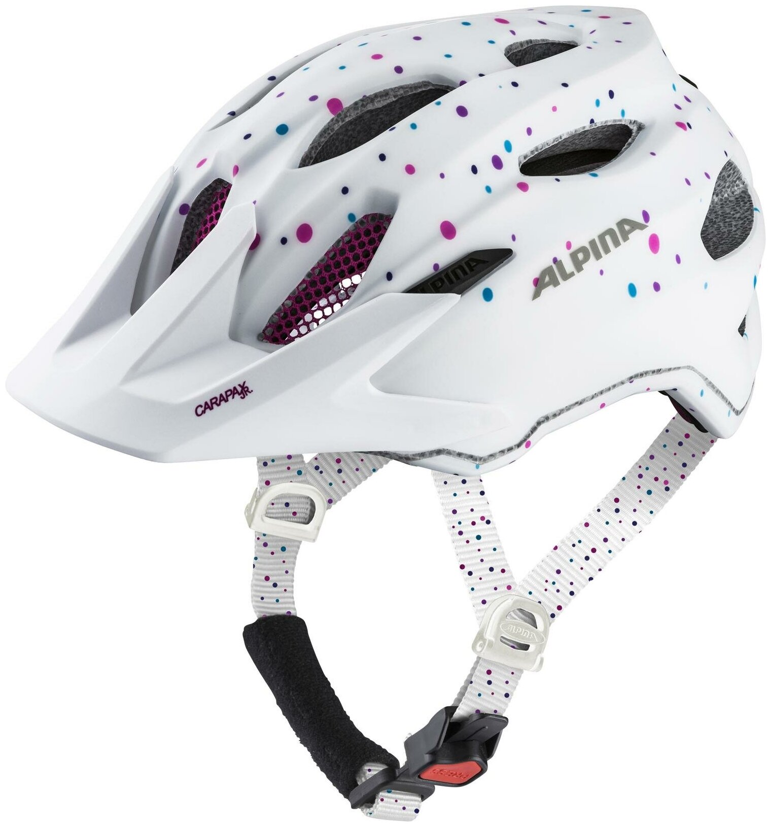 Велошлем Alpina 2022 Carapax Jr. White Polka Dots Matt (см:51-56)