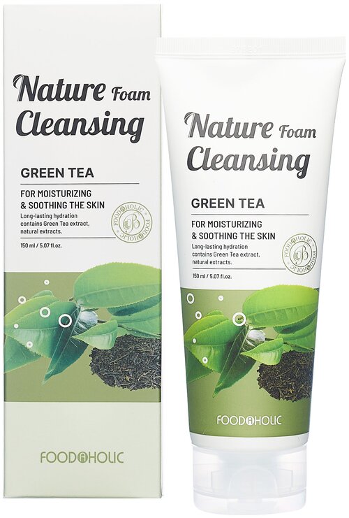 FOODAHOLIC NATURE FOAM CLEANSING #GREEN TEA Увлажняющая пенка для умывания с экстрактом зеленого чая