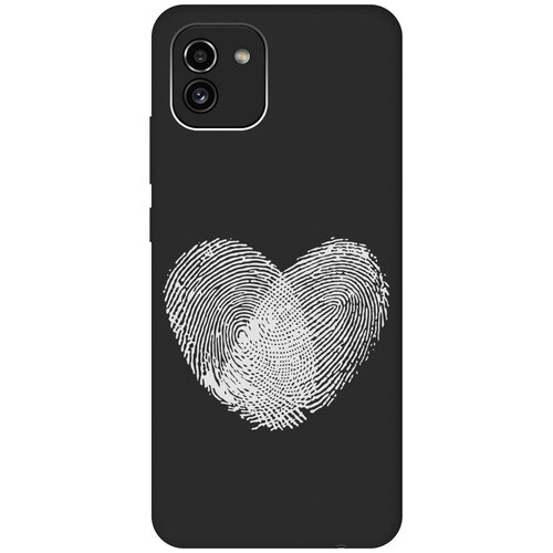 Матовый чехол Lovely Fingerprints W для Samsung Galaxy A03 / Самсунг А03 с 3D эффектом черный матовый чехол lovely fingerprints w для samsung galaxy a03 самсунг а03 с 3d эффектом черный