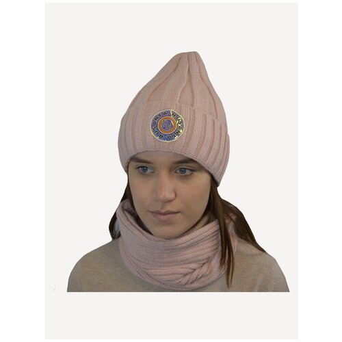Комплект шапка и снуд ARABELLA для девочек на флисе зима-осень (размер 52-54 см)арт.122_221 шерсть (серый)