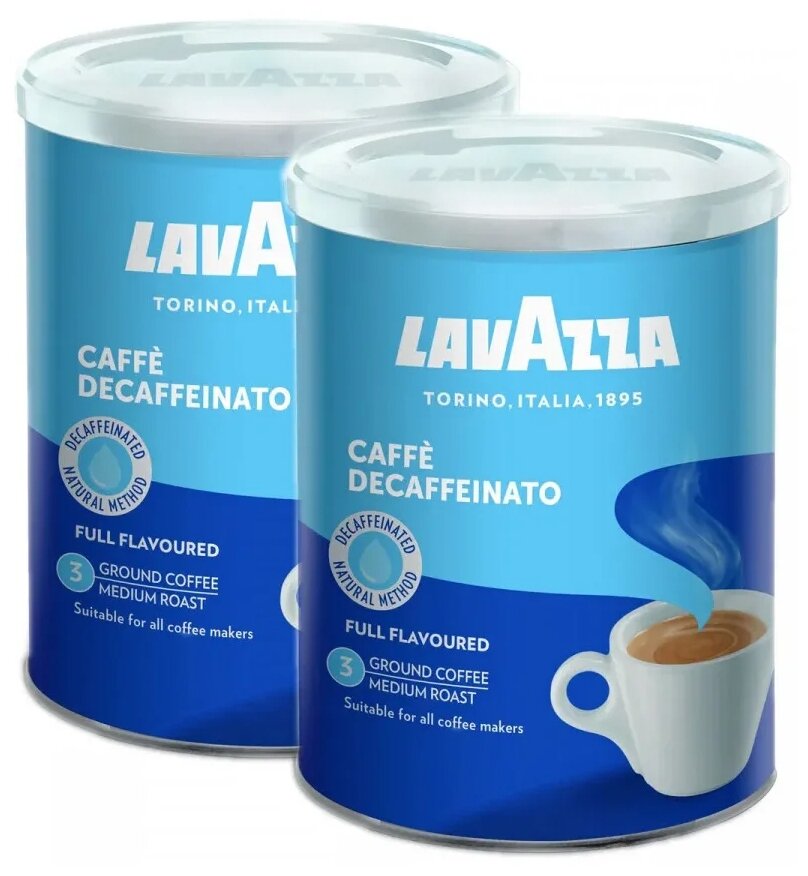 Кофе молотый Lavazza Caffe Decaffeinato, 250г х 2шт