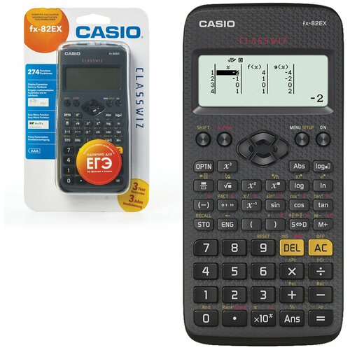 фото Калькулятор инженерный casio fx-82ex-s-et-v (166х77 мм), 274 функции, батарея, сертифицирован для егэ, fx-82ex-s-eh-v