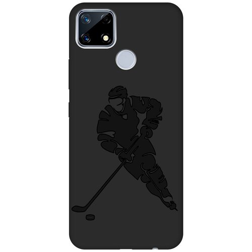 Матовый чехол Hockey для realme 7i / Рилми 7 ай с эффектом блика черный матовый чехол trekking для realme 7 рилми 7 с эффектом блика черный