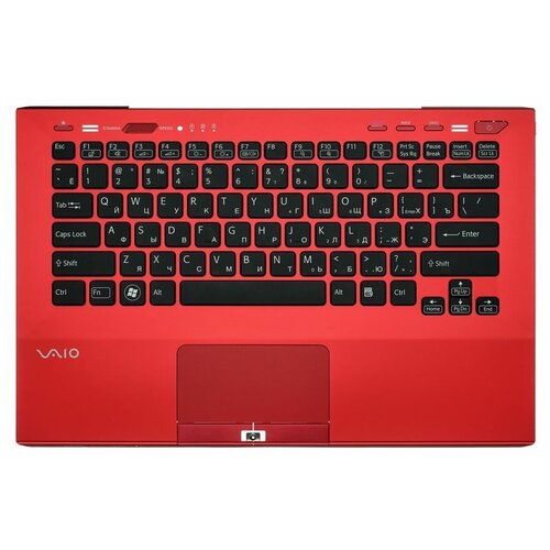 Клавиатура для ноутбуков Sony VPC-SB, VPC-SD (With Touch PAD, For Fingerprint) No Backlit, RU, Red, Black key клавиатура для ноутбука sony vpc sd vpc sb черная p n 9z n6bbf 00r 9z n6blf 00r