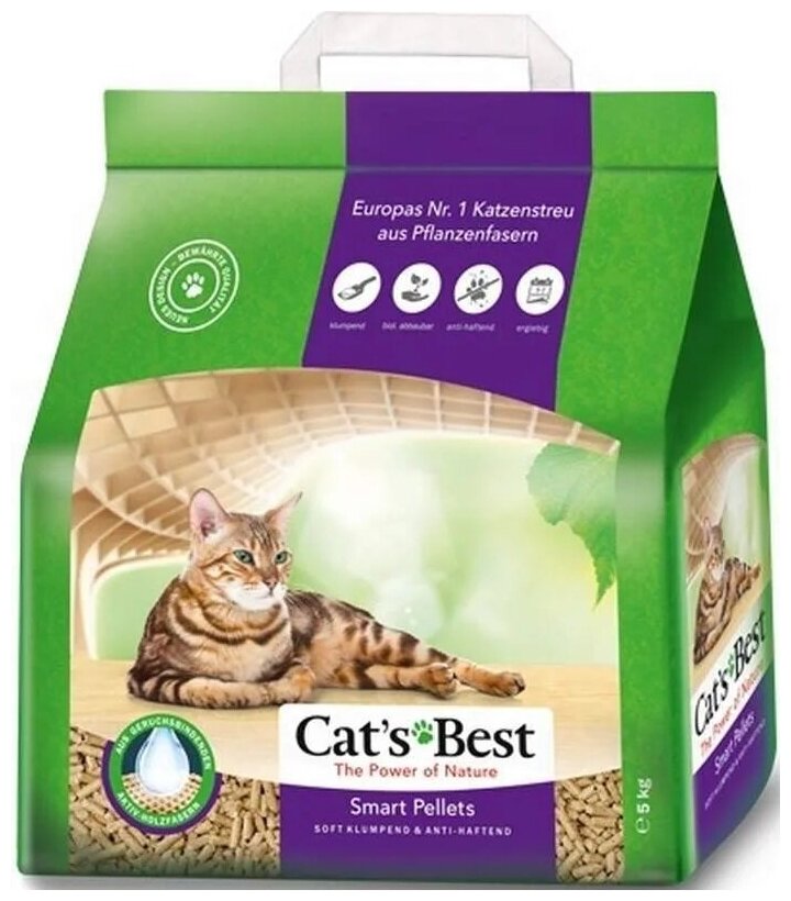 Наполнитель для кошачьих туалетов CAT'S BEST Smart Pellets (Nature Gold) древесный, комкующийся 5л (2,5кг) - фотография № 2