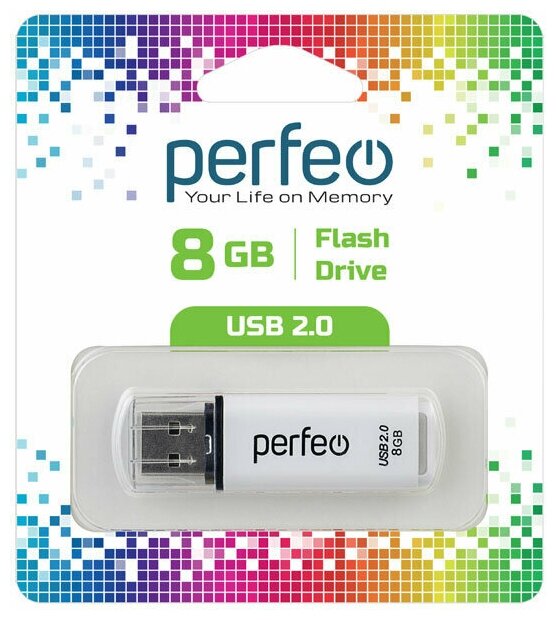 USB накопитель 8GB Perfeo C13 White (PF-C13W008)