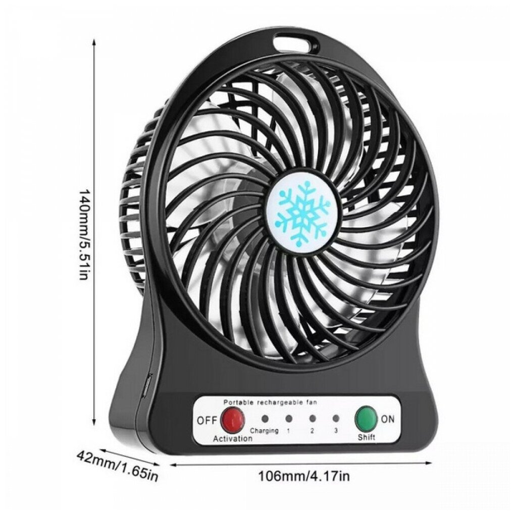 Настольный вентилятор Mini Fan на аккумуляторе черный - фотография № 4