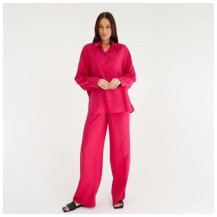 Комплект MIST, рубашка, брюки, длинный рукав, размер 48, розовый - фотография № 12