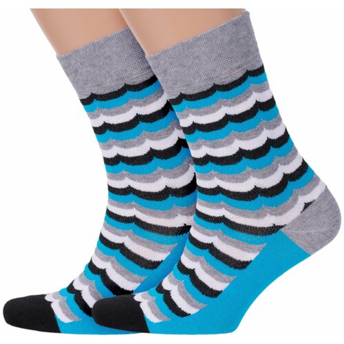 фото Комплект из 2 пар мужских носков брестские (бчк) рис. 166, серо-голубые, размер 25 (40-41)