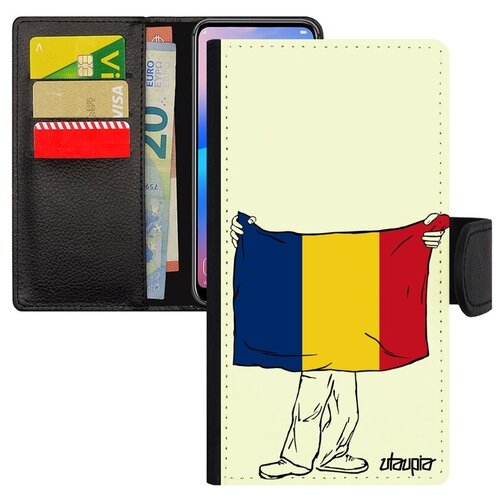 фото Противоударный чехол книжка на мобильный // xiaomi mi 8 // "флаг румынии с руками" дизайн страна, utaupia, белый