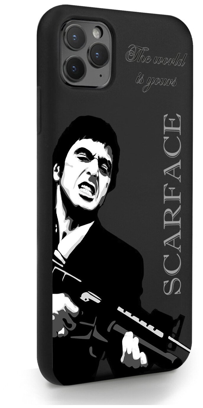 Черный силиконовый чехол MustHaveCase для iPhone 11 Pro Max Scarface Tony Montana/ Лицо со шрамом для Айфон 11 Про Макс Противоударный