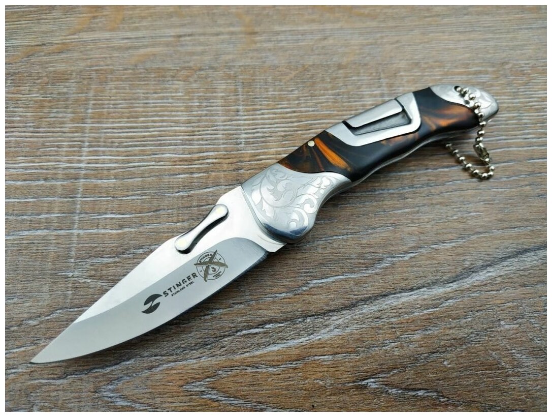 Нож Stinger, 165 мм, коричневый, подарочная упаковка - фото №15