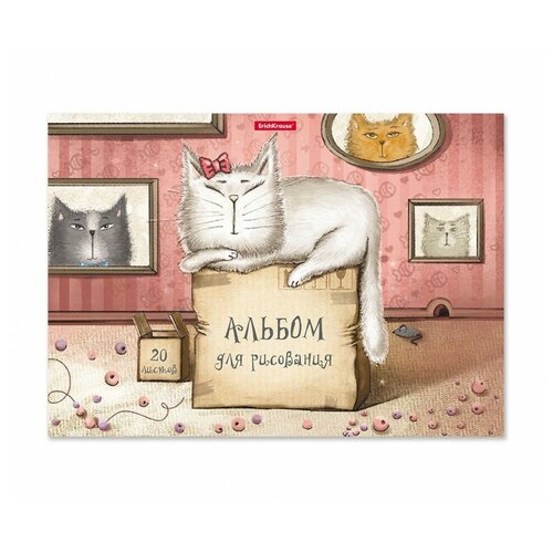 Альбом для рисования Erich Krause на клею, Cat & Box, А4, 20 листов (46903)