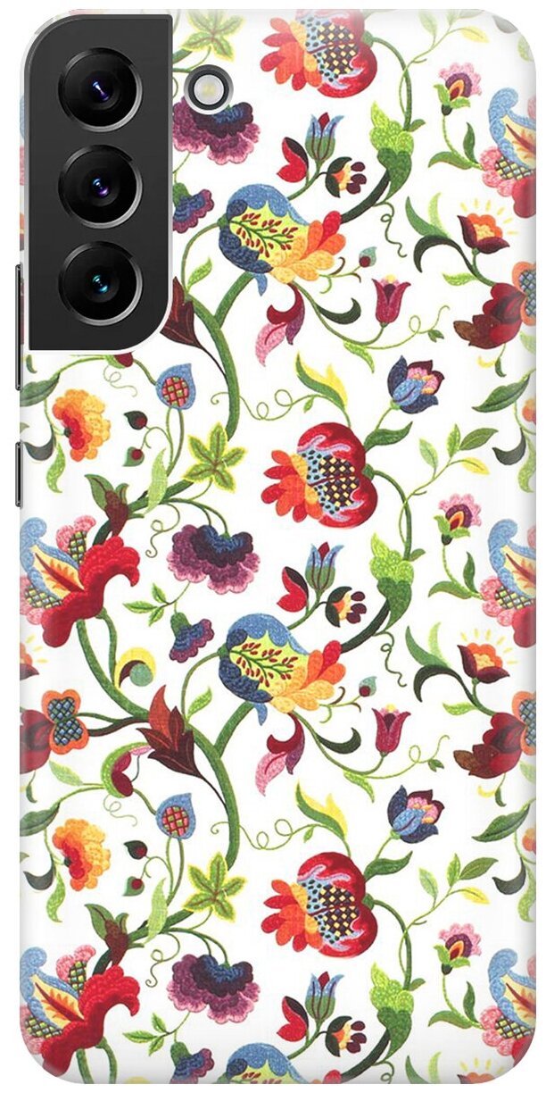 Силиконовый чехол Цветочный узор на Samsung Galaxy S22+ / Самсунг С22 Плюс