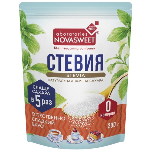 NOVASWEET Сахарозаменитель Стевия порошок, 200 г