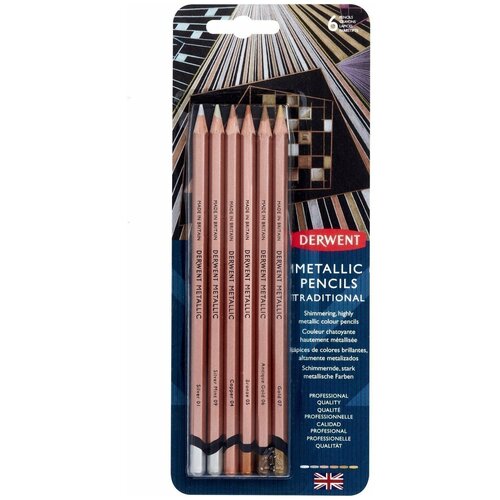 Набор цветных карандашей Metallic традиционные цвета 6 цветов в блистере цветные карандаши derwent набор цветных карандашей academy 6цв металлик мет коробка derwent