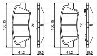 Дисковые тормозные колодки задние Bosch 0986494768 для Kia, Hyundai, SsangYong (4 шт.)