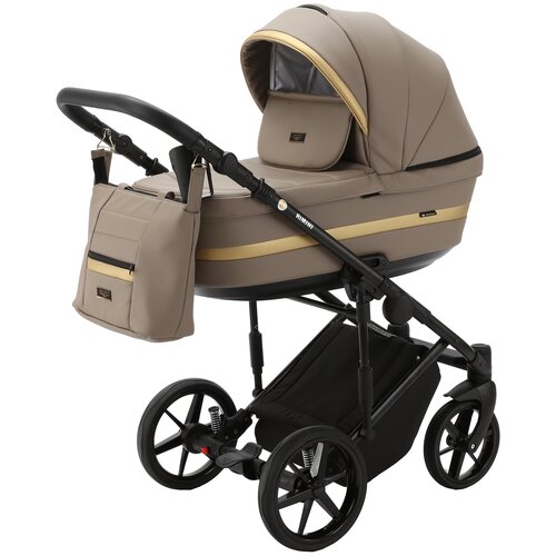 Детская универсальная коляска Adamex Rimini Deluxe RI-214 (2в1) т. бежевая экокожа