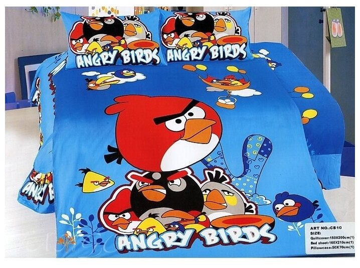 Camomilla комплект постельного белья "Angry Birds на голубом. Космос."