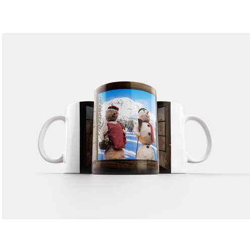 фото Кружка "зима, снеговик, зимний пейзаж" 320 мл lotsprints