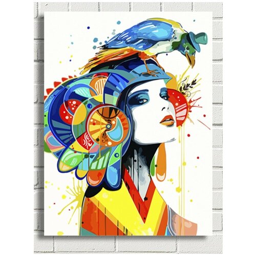 Картина по номерам на холсте Красочная девушка (Эзотерика, абстракция, поп арт, цветы) - 9063 В 30x40
