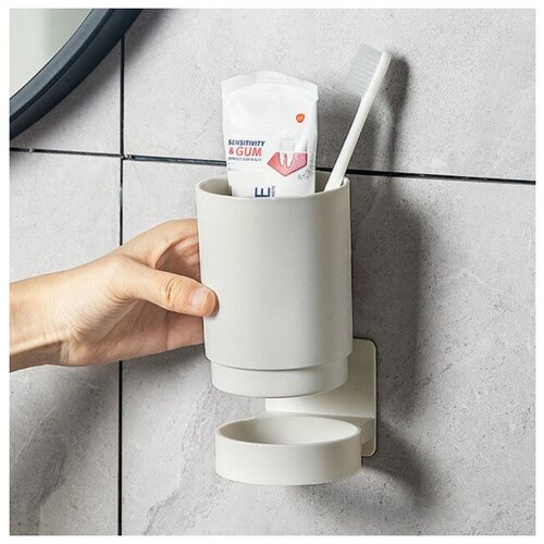 Стакан для ванной комнаты / стакан для зубных щеток с настенным держателем 7,4*10,5 см