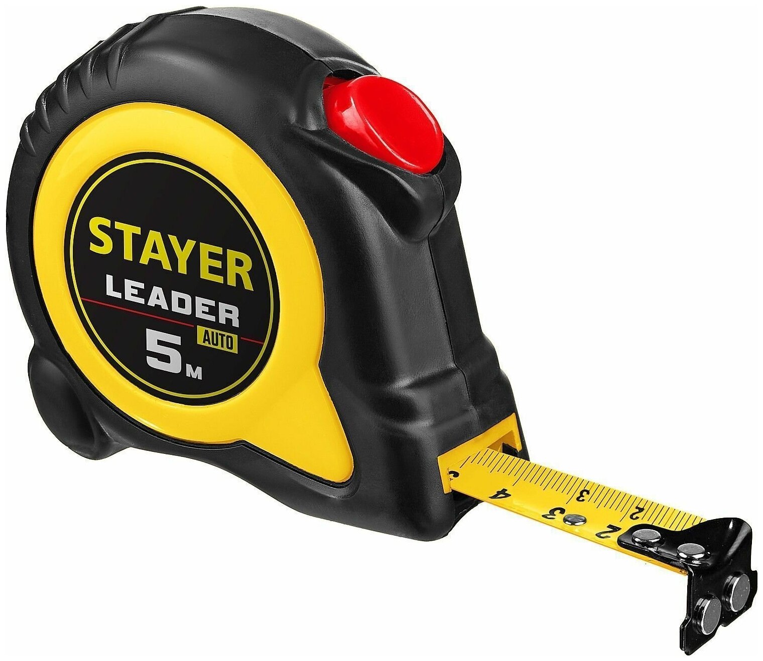 STAYER LEADER 5м / 19мм рулетка с автостопом в ударостойком обрезиненном корпусе