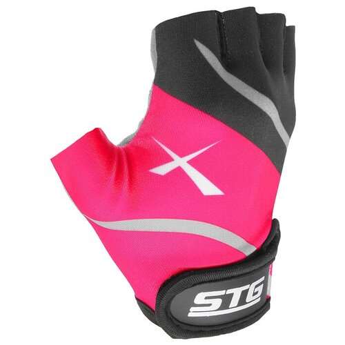 фото Stg перчатки велосипедные stg, размер m, цвет чёрный/розовый