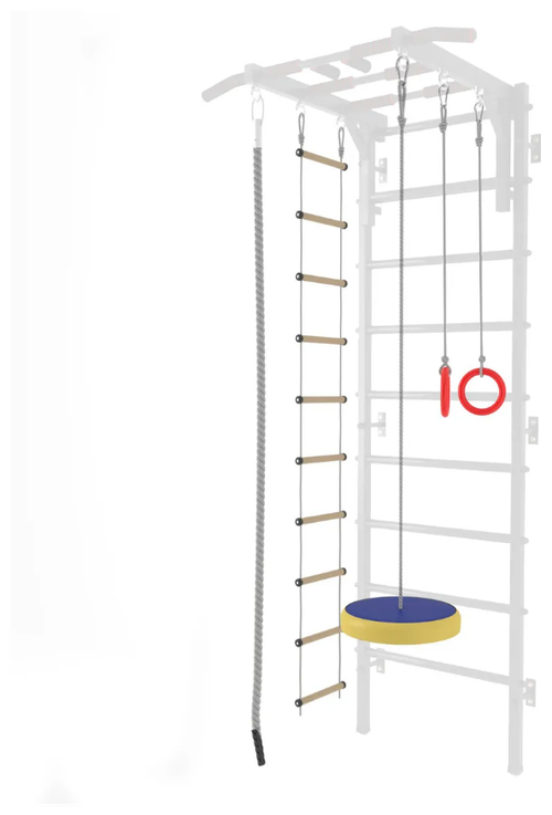 Набор аксессуаров для шведской стенки: Канат, Гимнастические кольца, Веревочная лестница и Тарзанка