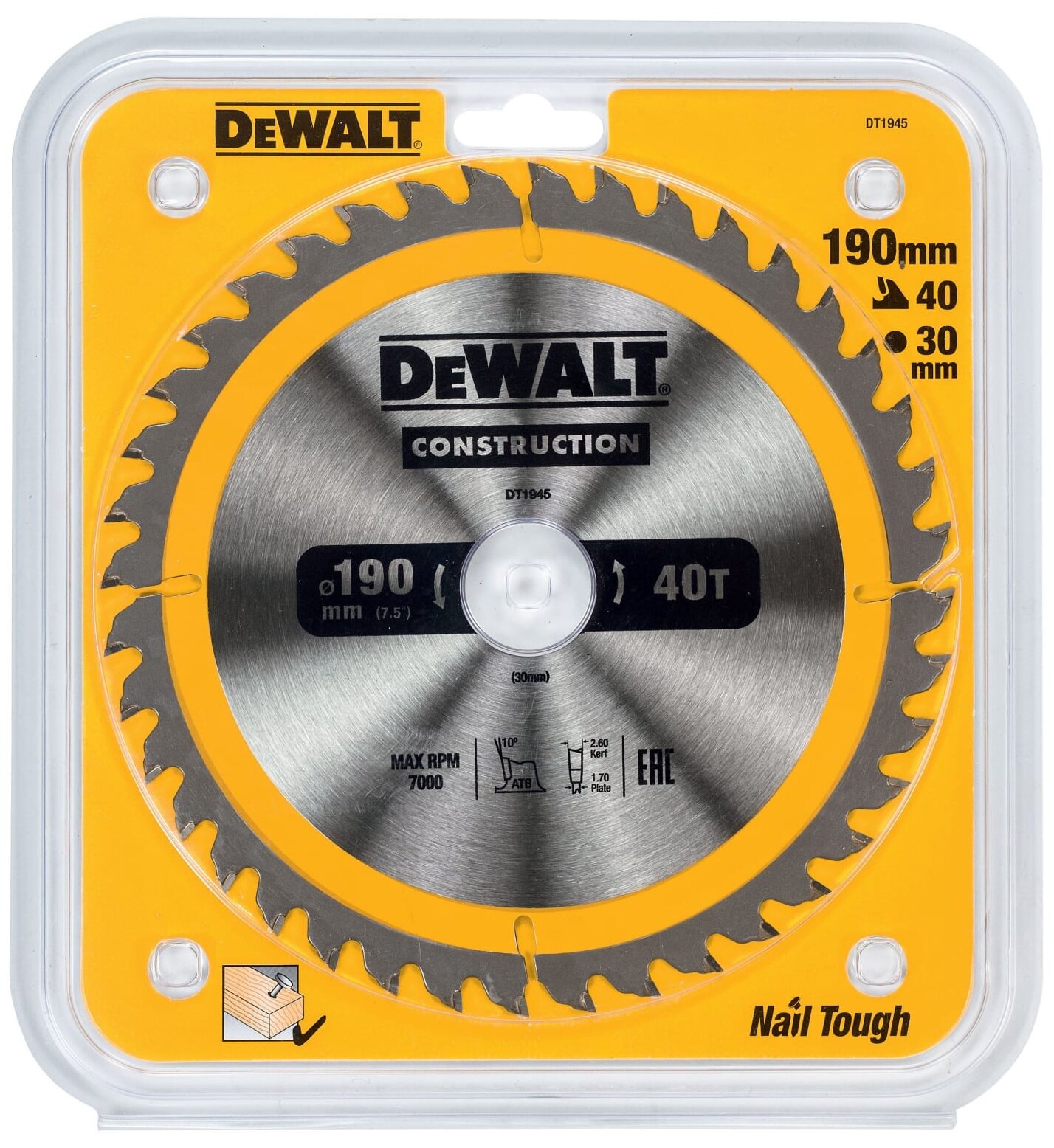 Пильный диск DeWALT Construction DT1945-QZ 190х30 мм - фотография № 3