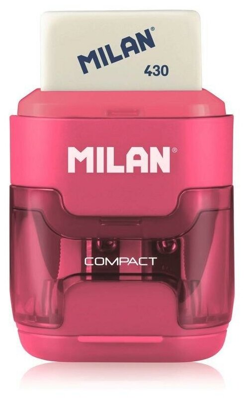 Точилка ручная пластиковая с ластиком Milan Compact (2 отверстия, с контейнером) (4703116)