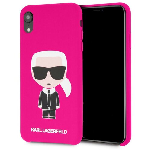 фото Чехол cg mobile karl lagerfeld liquid silicone iconic karl hard для iphone xr, цвет фуксия (klhci61slfkfu)