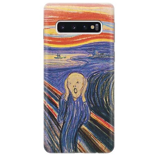 фото Ультратонкий силиконовый чехол-накладка для samsung galaxy s10 с принтом "крик" gosso