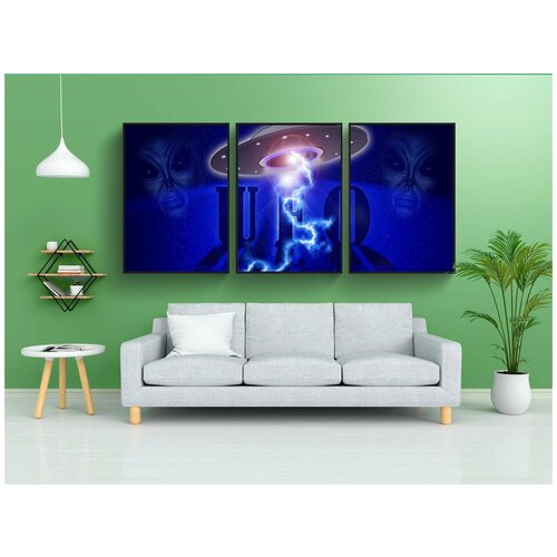 фото Набор модулных постеров для интерьера "нло, звезды, молния" 60x90 см. в тубусе, без рамки lotsprints