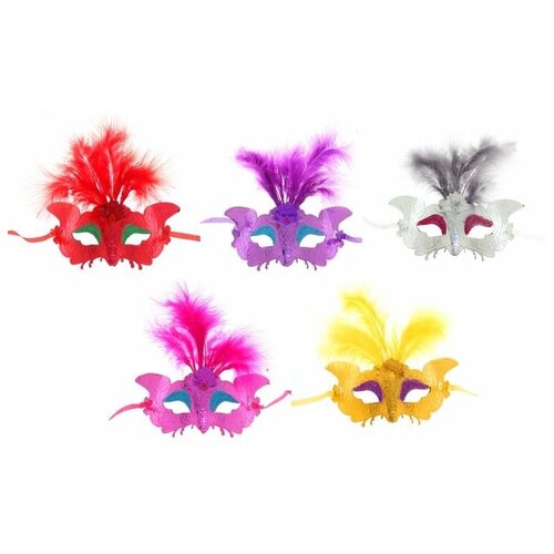 фото Страна карнавалия карнавальная маска «экзотика», с перьями, цвета микс