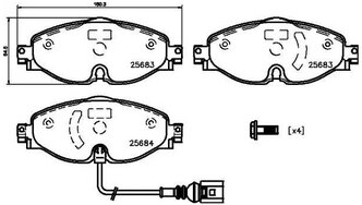 Дисковые тормозные колодки передние Mintex MDB 3340 для Volkswagen, SEAT, Audi, Skoda (4 шт.)