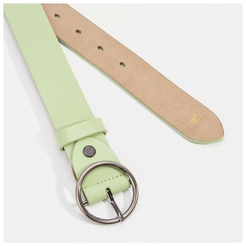 фото Ремень, ширина 3,5 см, винт, пряжка тёмный металл, цвет светло зелёный magic store