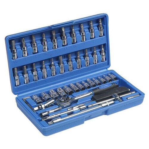 фото Набор инструментов в кейсе tundra, автомобильный, crv, 1/4", 45 предметов