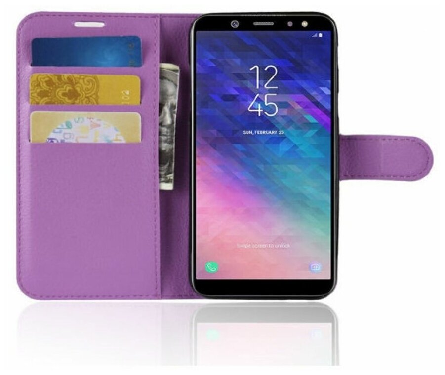 Brodef Wallet Чехол книжка кошелек для Samsung Galaxy A6 2018 фиолетовый