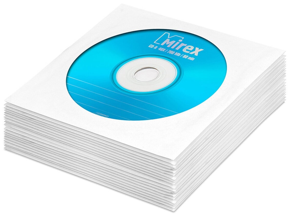 Диск CD-R 700Mb 48x Mirex Standard, в бумажном конверте с окном, 20 шт.