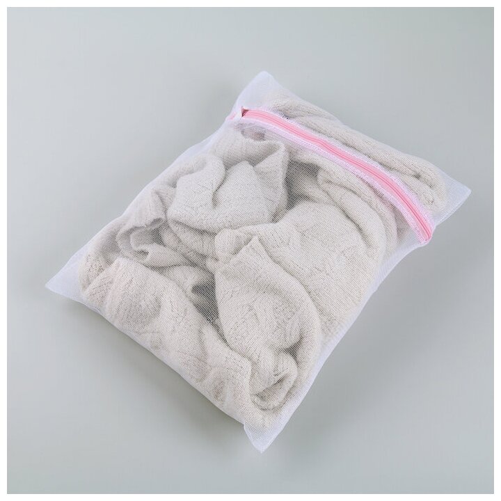 Мешок для стирки белья Доляна, 30×40 см, мелкая сетка, цвет белый