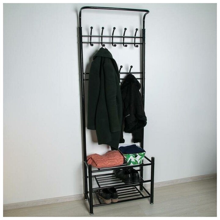 Стойка для одежды, 66×29×190 см, цвет чёрный - фотография № 2