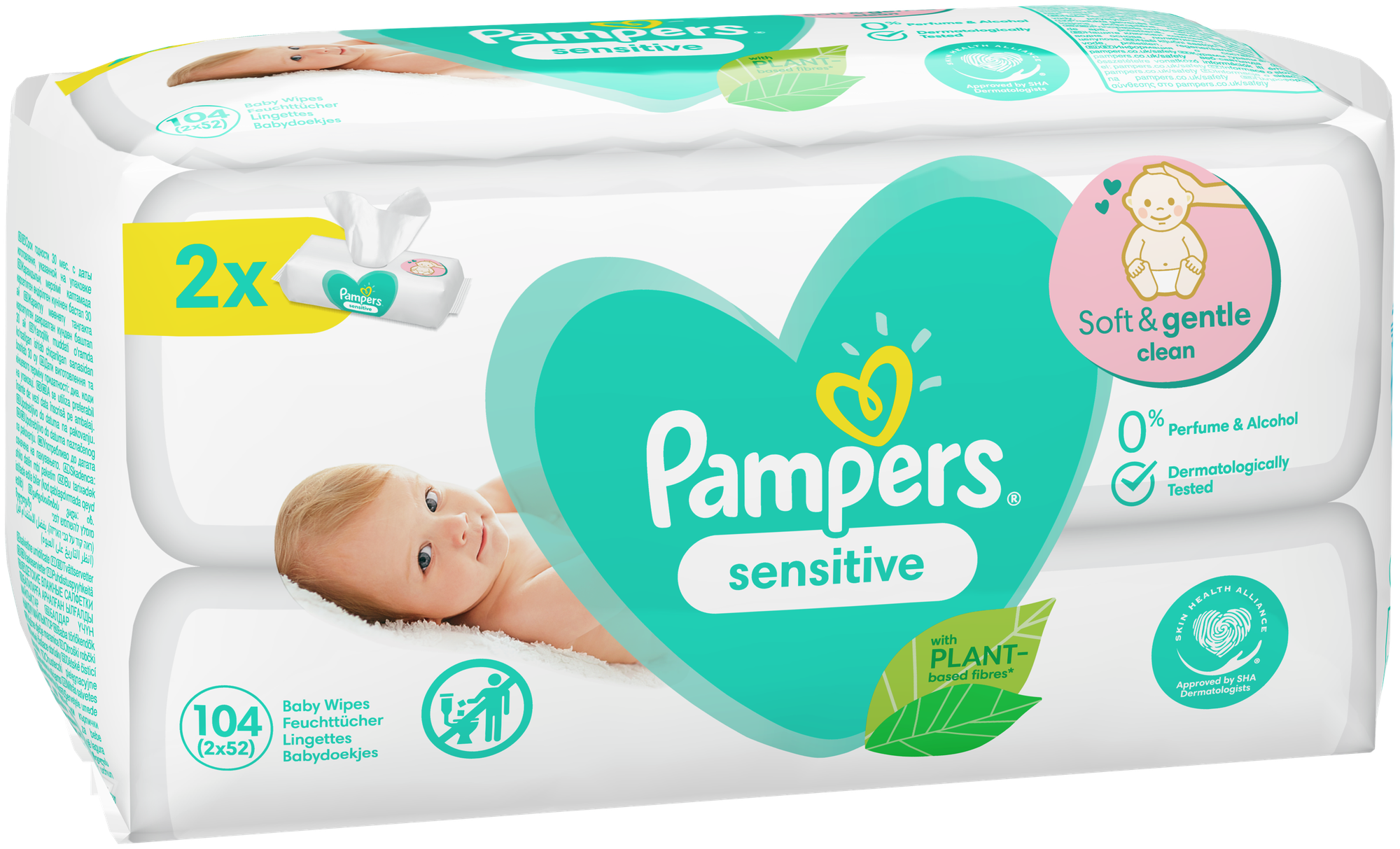 Детские влажные салфетки Pampers Sensitive, 104 шт