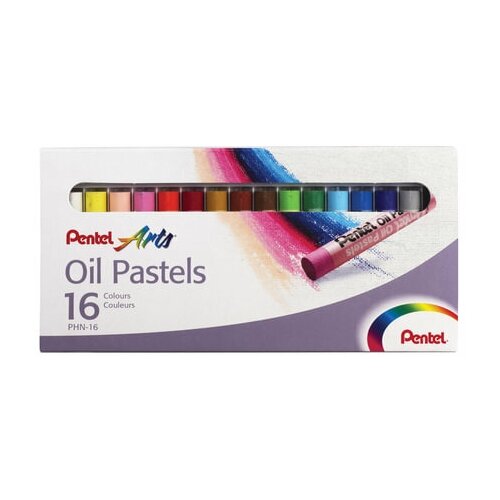 PENTEL Пастель масляная художественная pentel oil pastels , 16 цветов, круглое сечение, картонная упаковка, phn4-16