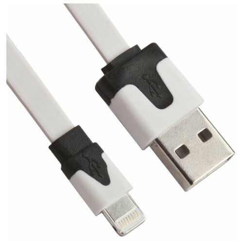 USB кабель "LP" для Apple iPhone/iPad Lightning 8-pin плоский узкий (белый/европакет)