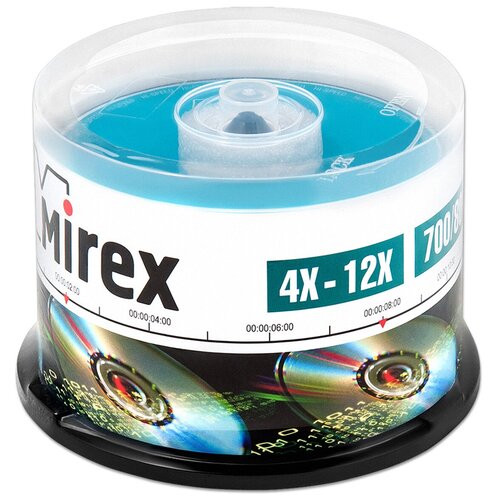 комплект 5 упаковок носители информации cd rw 4x 12x mirex cake 10 ul121002a8l Диск Mirex CD-RW 700Mb 12x cake, упаковка 50 шт.