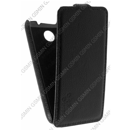 Кожаный чехол для Lenovo A376 Aksberry Protective Flip Case (Черный)