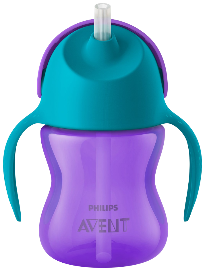 Чашка с трубочкой Philips Avent 200мл, 9 мес+, для девочки, цвет фиолетовый, синий