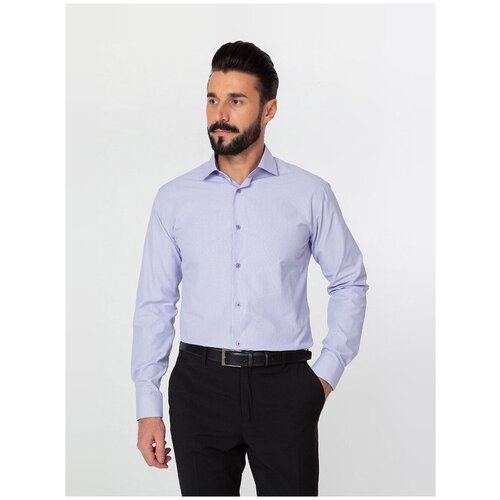 фото Рубашка мужская длинный рукав greg 704/139/1155/z/1p_x, полуприталенный силуэт / regular fit, цвет сиреневый, рост 186-194, размер ворота 39