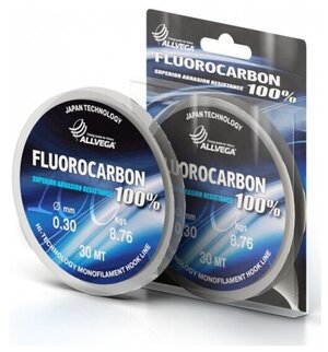 Флюорокарбон Allvega FX FLUOROCARBON 100% 0.10мм 30м, 1, 27кг, прозрачная
